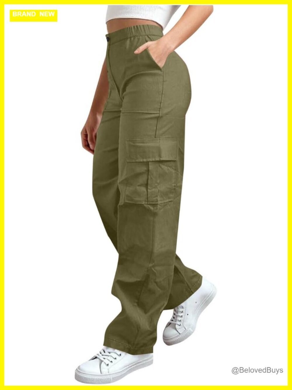 High Waist Baggy Cargo Pants Women Straight Leg Multi-Pockets Hiking Pants